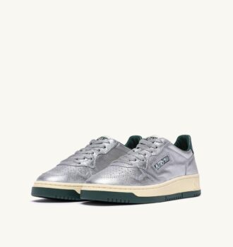 ZAPATILLAS BAJAS MEDALIST EN PIEL METALIZADA PLATA Y BOTELLA