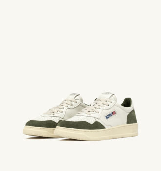 ZAPATILLAS BAJAS MEDALIST EN PIEL Y ANTE BLANCOS Y MILITARES