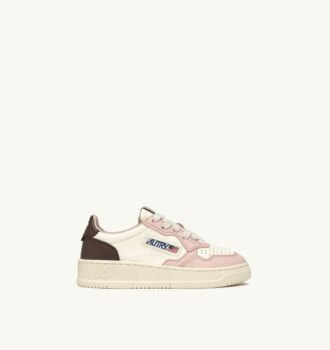 ZAPATILLAS BAJAS MEDALIST PARA NIÑO EN PIEL BLANCA, MARRÓN Y ROSA