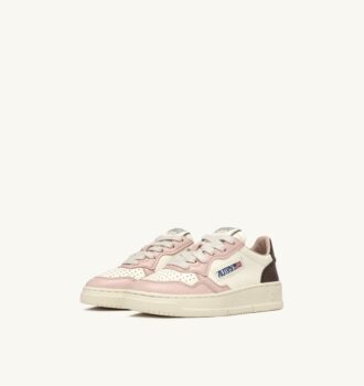ZAPATILLAS BAJAS MEDALIST PARA NIÑO EN PIEL BLANCA, MARRÓN Y ROSA