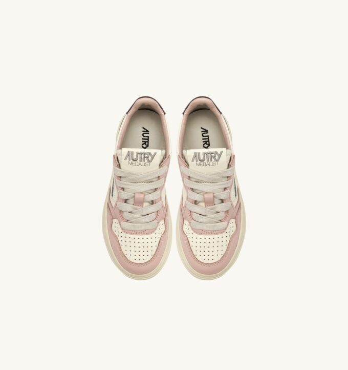 ZAPATILLAS BAJAS MEDALIST PARA NIÑO EN PIEL BLANCA, MARRÓN Y ROSA