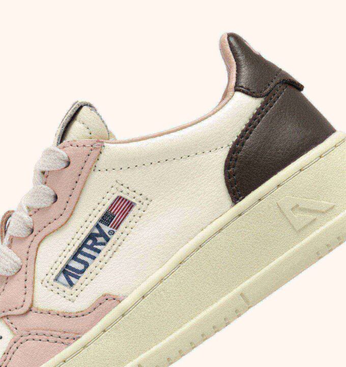 ZAPATILLAS BAJAS MEDALIST PARA NIÑO EN PIEL BLANCA, MARRÓN Y ROSA
