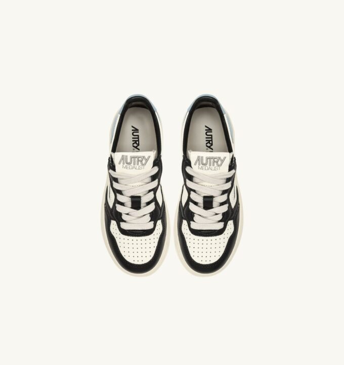 ZAPATILLAS BAJAS MEDALIST PARA NIÑO EN PIEL BLANCA, NEGRA Y AZUL