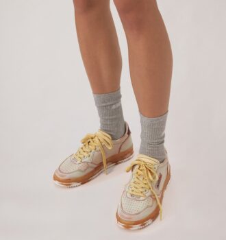 ZAPATILLAS BAJAS MEDALIST SUPER VINTAGE EN PIEL AZUL SPA Y MARRÓN TEJA