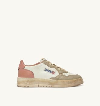 ZAPATILLAS BAJAS MEDALIST SUPER VINTAGE EN PIEL BLANCA CAMEO MARRÓN Y SAFARI