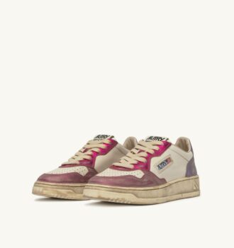 ZAPATILLAS BAJAS MEDALIST SUPER VINTAGE EN PIEL BLANCA FUCSIA Y VIOLETA
