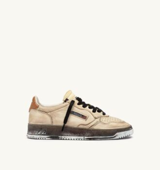 ZAPATILLAS BAJAS MEDALIST SUPER VINTAGE EN PIEL BLANCA Y MARRÓN AZÚCAR