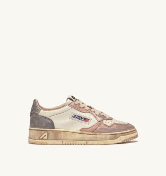 ZAPATILLAS BAJAS MEDALIST SUPER VINTAGE EN PIEL ROSA BLANCA Y PIZARRA