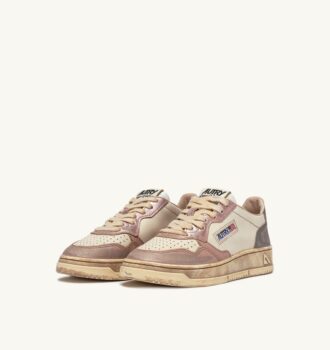 ZAPATILLAS BAJAS MEDALIST SUPER VINTAGE EN PIEL ROSA BLANCA Y PIZARRA