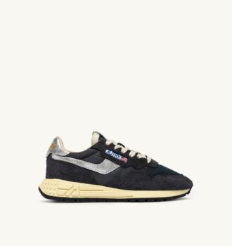ZAPATILLAS BAJAS REELWIND DE ANTE Y PIEL DE NYLON EN TONOS CARBONO Y PLATEADO