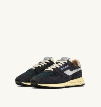 ZAPATILLAS BAJAS REELWIND DE ANTE Y PIEL DE NYLON EN TONOS CARBONO Y PLATEADO