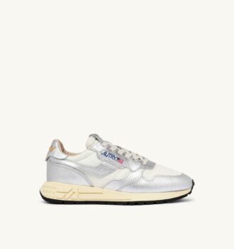 ZAPATILLAS BAJAS REELWIND DE NYLON BLANCO Y CUERO METALIZADO EN TONO PLATEADO