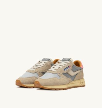 ZAPATILLAS BAJAS REELWIND DE NYLON REFLECTANTE PLATINO PLATEADO Y ANTE