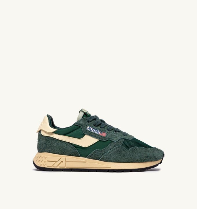 ZAPATILLAS BAJAS REELWIND EN NYLON, ANTE Y CUERO, COLOR VERDE BOTELLA Y COLINABO ZAPATILLAS BAJAS REELWIND EN NYLON, ANTE Y CUERO, COLOR VERDE BOTELLA Y COLINABO