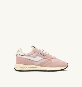 ZAPATILLAS BAJAS REELWIND EN NYLON Y ANTE BLANCO Y ROSA POLVO