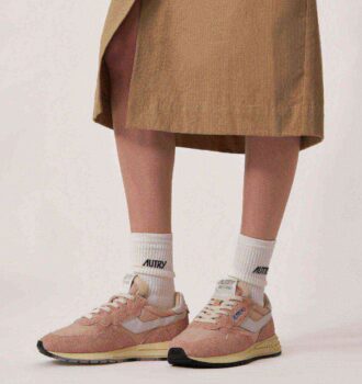ZAPATILLAS BAJAS REELWIND EN NYLON Y ANTE BLANCO Y ROSA POLVO