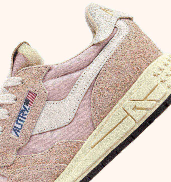 ZAPATILLAS BAJAS REELWIND EN NYLON Y ANTE BLANCO Y ROSA POLVO ZAPATILLAS BAJAS REELWIND EN NYLON Y ANTE BLANCO Y ROSA POLVO