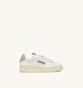 ZAPATILLAS DALLAS KIDS BAJAS DE PIEL BLANCA Y ROSA POLVO