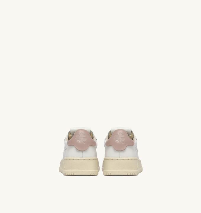 ZAPATILLAS DALLAS KIDS BAJAS DE PIEL BLANCA Y ROSA POLVO