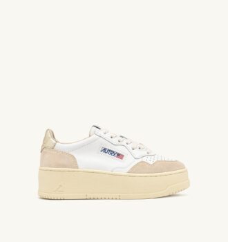 ZAPATILLAS DE PLATAFORMA MEDALIST EN ANTE Y PIEL BLANCOS Y PLATINO
