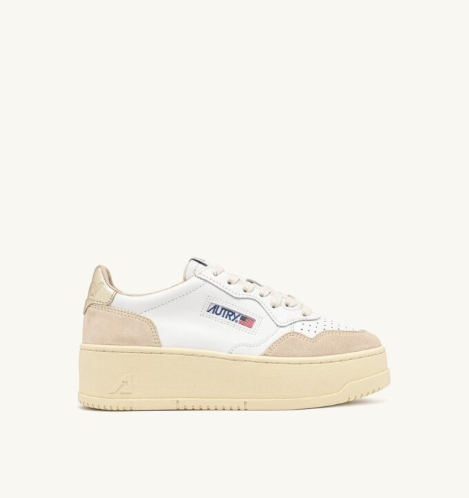 ZAPATILLAS DE PLATAFORMA MEDALIST EN ANTE Y PIEL BLANCOS Y PLATINO ZAPATILLAS DE PLATAFORMA MEDALIST EN ANTE Y PIEL BLANCOS Y PLATINO