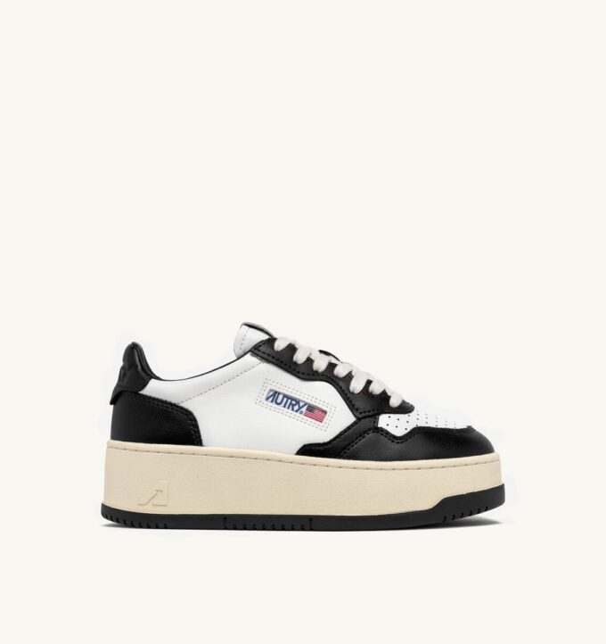 ZAPATILLAS DE PLATAFORMA MEDALIST EN PIEL BLANCA Y NEGRA