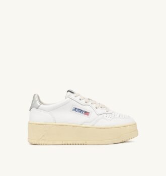 ZAPATILLAS DE PLATAFORMA MEDALIST EN PIEL BLANCA Y PLATA METALIZADA
