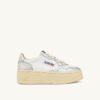 ZAPATILLAS DE PLATAFORMA MEDALIST EN PIEL BLANCA Y PLATEADA