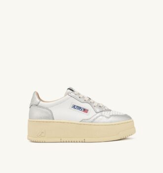ZAPATILLAS DE PLATAFORMA MEDALIST EN PIEL BLANCA Y PLATEADA