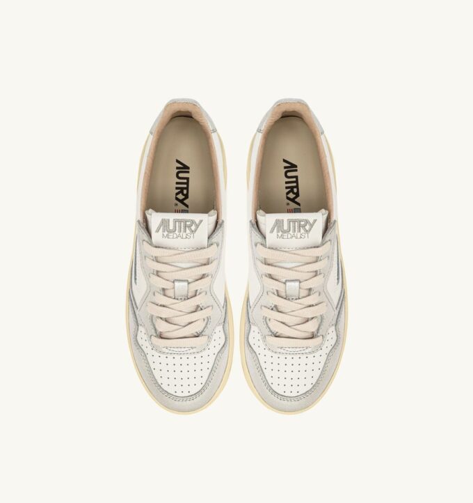 ZAPATILLAS DE PLATAFORMA MEDALIST EN PIEL BLANCA Y PLATEADA