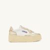 ZAPATILLAS DE PLATAFORMA MEDALIST EN PIEL BLANCA Y PLATINO