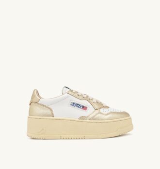 ZAPATILLAS DE PLATAFORMA MEDALIST EN PIEL BLANCA Y PLATINO