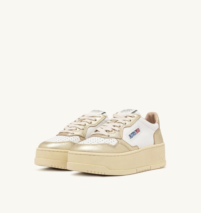 ZAPATILLAS DE PLATAFORMA MEDALIST EN PIEL BLANCA Y PLATINO