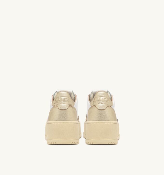 ZAPATILLAS DE PLATAFORMA MEDALIST EN PIEL BLANCA Y PLATINO