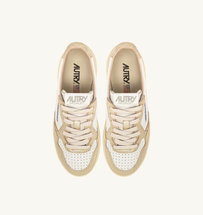 ZAPATILLAS DE PLATAFORMA MEDALIST EN PIEL BLANCA Y PLATINO