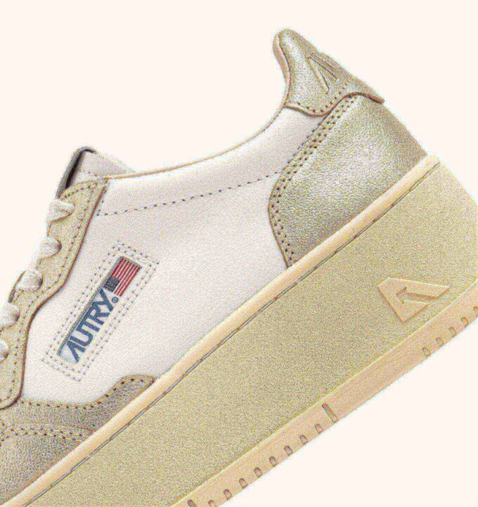 ZAPATILLAS DE PLATAFORMA MEDALIST EN PIEL BLANCA Y PLATINO