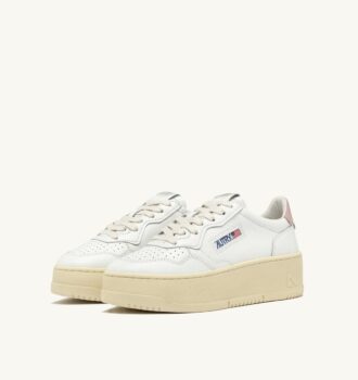 ZAPATILLAS DE PLATAFORMA MEDALIST EN PIEL BLANCA Y ROSA POLVO