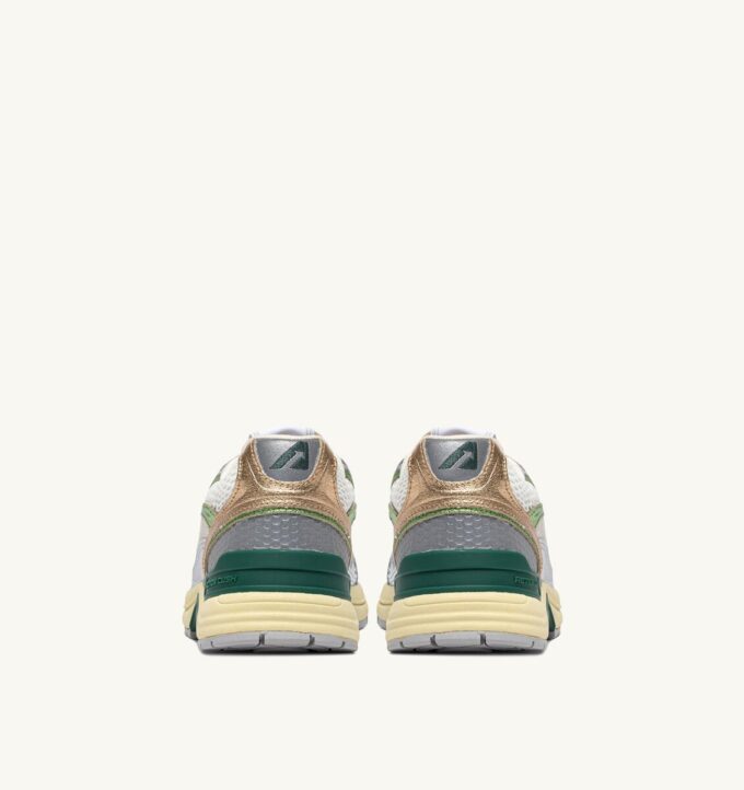 ZAPATILLAS HYPERWAY DE PIEL LAMINADA Y MALLA EN TONOS PLATEADOS Y MALVADO