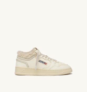 ZAPATILLAS MED-WAY DE PIEL Y BORREGO COLOR BLANCO Y MALVAVISCO