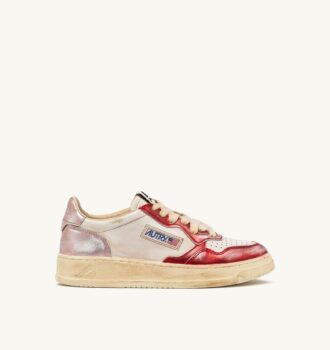 ZAPATILLAS MEDALIST LOW SUPER VINTAGE DE PIEL CEPILLADA ROJA Y ROSA