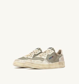 ZAPATILLAS MEDALIST LOW SUPER VINTAGE DE PIEL Y MALLA DE COLOR MILITAR Y BLANCO