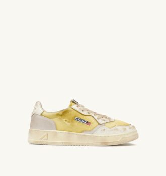 ZAPATILLAS MEDALIST LOW SUPER VINTAGE DE PIEL Y MALLA EN COLOR MARFIL Y BLANCO