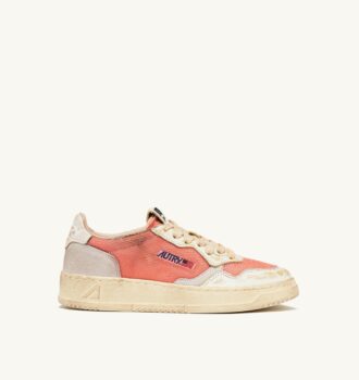 ZAPATILLAS MEDALIST LOW SUPER VINTAGE DE PIEL Y MALLA ROJAS Y BLANCAS