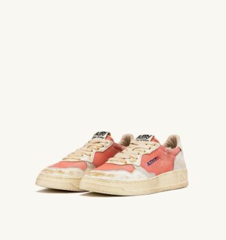 ZAPATILLAS MEDALIST LOW SUPER VINTAGE DE PIEL Y MALLA ROJAS Y BLANCAS