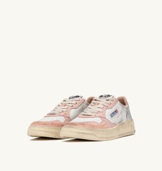ZAPATILLAS MEDALIST LOW SUPER VINTAGE EN PIEL BLANCA, ROSA POLVO Y PLATEADA