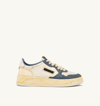 ZAPATILLAS MEDALIST LOW SUPER VINTAGE EN PIEL COLOR MALVAVISCO Y AZUL PLATEADO