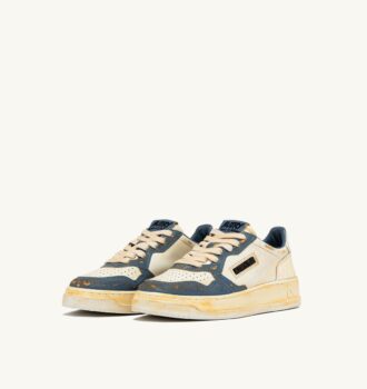 ZAPATILLAS MEDALIST LOW SUPER VINTAGE EN PIEL COLOR MALVAVISCO Y AZUL PLATEADO
