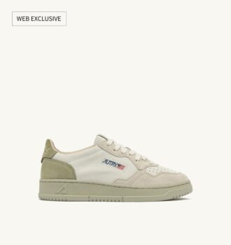 ZAPATILLAS MEDALIST LOW TRICOLOR EN ANTE MARRÓN ARENA BEIGE Y VERDE GRIS