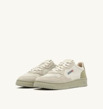 ZAPATILLAS MEDALIST LOW TRICOLOR EN ANTE MARRÓN ARENA BEIGE Y VERDE GRIS