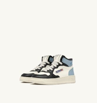 ZAPATILLAS MEDALIST PARA NIÑO DE MEDIANOCHE EN PIEL BLANCA, NEGRA Y AZUL ZAPATILLAS MEDALIST PARA NIÑO DE MEDIANOCHE EN PIEL BLANCA, NEGRA Y AZUL